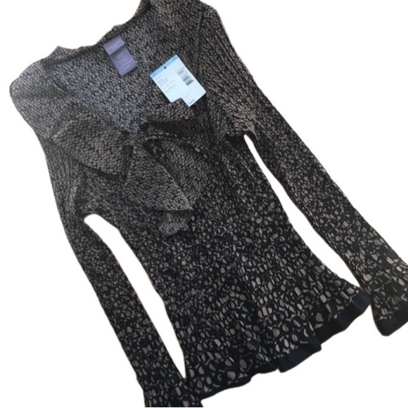 2/$30 Laura Scott Pet NWT XLP black stretch crinkle pleated blouse Leopard Print - Picture 1 of 17